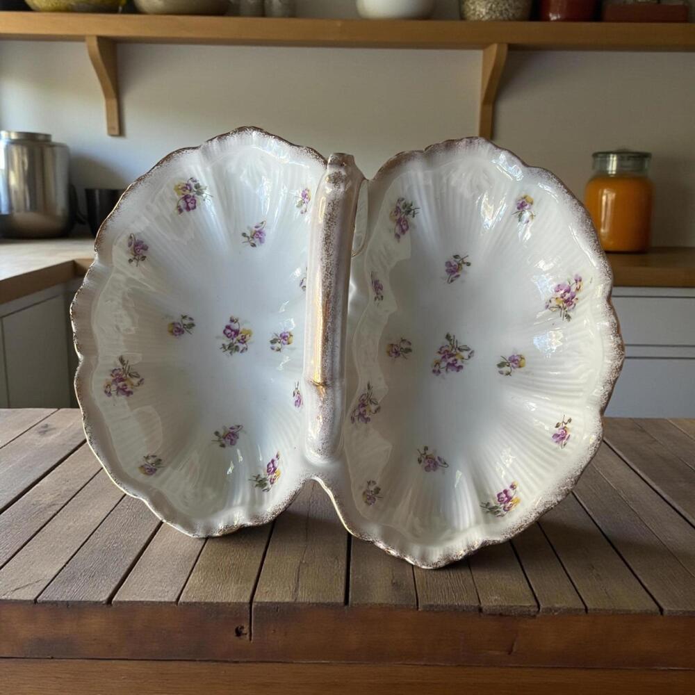 Antique KPM Porcelain Shell Dish - Hand-Painted Floral Dish – Made in Germany